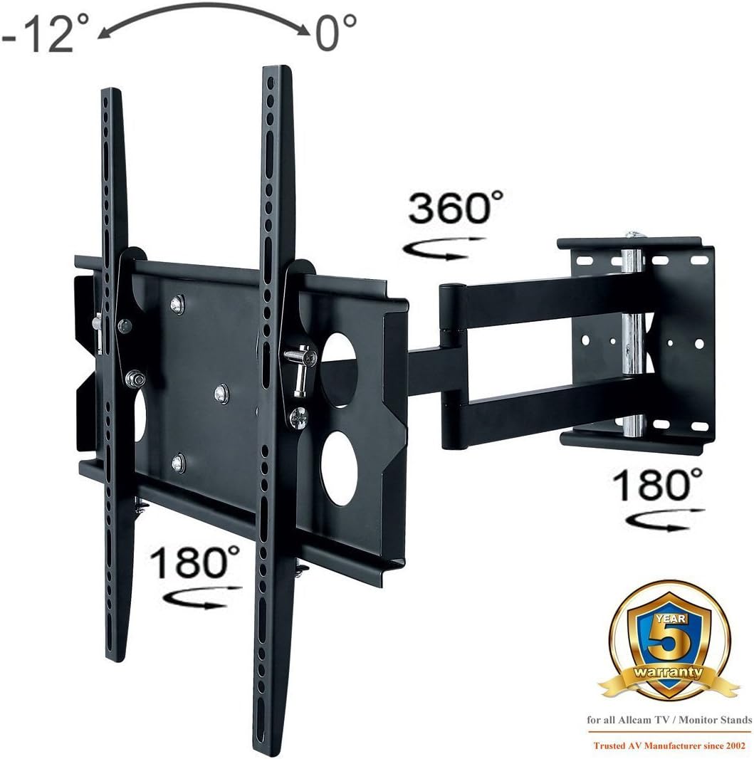 Allcam L273AM Universal Swivel Arm Wall Bracket for 40-65 inch Plasma/LED TV w/Free 360° Pan Tilt 18° Max Mount Size 600x400mm & 35KG Weight