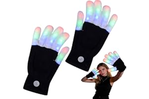 Led Rave Glove, 7 Colors Light Show Light up Finger Gloves for Light Shows, Raves, Festival, Party