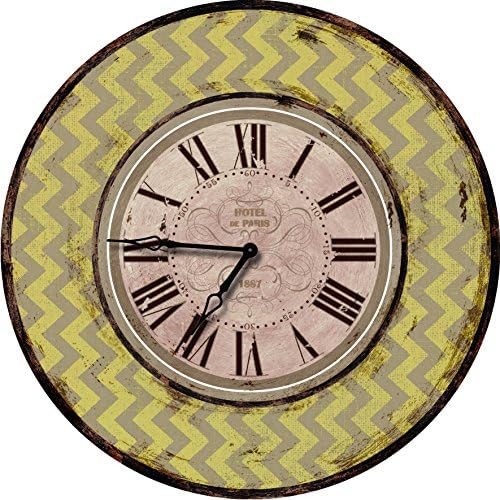 Yellow Chevron Wood Wall Clock - Oversized Wall Clocks or Decorative Wall Clock