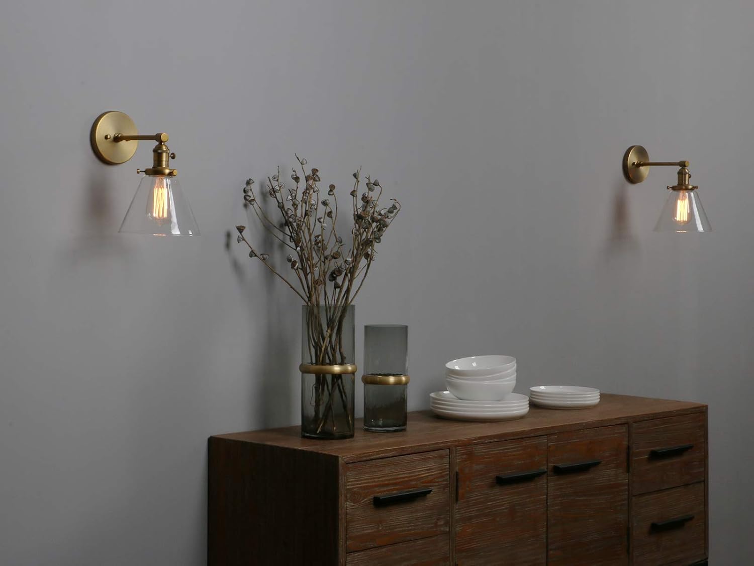 Phansthy Edison Industrial Wall Light, E27 Vintage Glass Wall Lamp with Switch - Image 3
