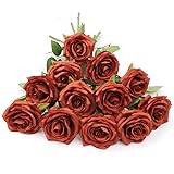 LVEFIT Artificial Rose Flowers Burnt Orange Rose