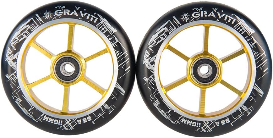 GRAVITI One Pair 110mm Pro Stunt Scooter Wheels with ABEC-9 Bearings CNC Metal Core (2pcs)