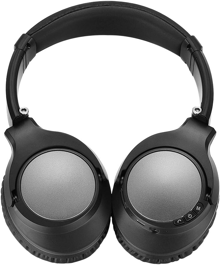 Wireless Bluetooth Headphones, Active Noise Cancelling Headphones with APT-X HiFi Stereo, Junwer V201 Over Ear Headset with Mic, 25 Hours Playback, for Travel TV Samsung PC/Laptop(Black Silver)