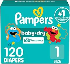 Pampers Diapers - Baby Dry - Size 1, 120 Count, Absorbent Disposable Infant Diaper (Packaging May Vary)
