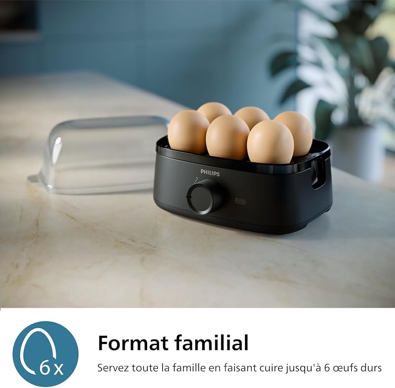 Cuiseur à œufs électrique 3000, format familial 6 oeufs, 400W, Noir — photo 4 sur 7