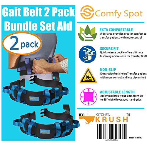 Gait Belt Transfer Belt 2 Pack with Quick Release Lifts Medical Safety