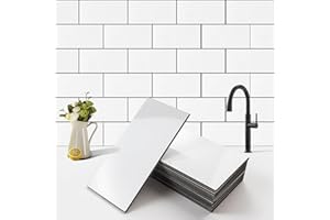 Bainley 100-Piece Peel and Stick Backsplash, 3" x 6" Peel and Stick Subway Tile PVC Wall Tiles Stick on Backsplash for Kitchen Fireplace Bathroom