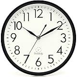 DreamSky 10 inches Silent Non-Ticking Quartz Wall Clock Decorative Indoor Kitchen Clock,3D Numbers Display,Battery Operated Wall Clocks