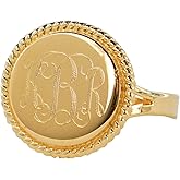 The Personal Exchange Nautical Rope Monogram Gold Plated Over Sterling Silver Ring