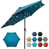 Blissun 7.5 ft Solar Umbrella, 18 LED Lighted Patio Umbrella, Table Market Umbrella