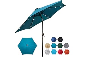 Blissun 7.5 ft Solar Umbrella, 18 LED Lighted Patio Umbrella, Table Market Umbrella