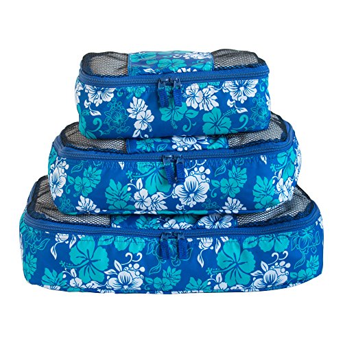 Floral Print Travel Packing Cubes Set, Mesh Bag, Travel Bag (3 Piece), Ideal for Travel and Closet Organizer