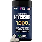 Alpha Flow L Tyrosine 1000MG Capsules - All-Natural L- Tyrosine Supplement for Focus & Energy Boost - Non-GMO & Gluten-Free - Vegan 150 Caps -500mg x 2 per Serving