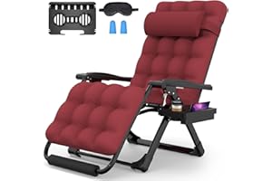 Suteck Oversized Zero Gravity Chair,29In XL Lounge Chair w/Removable Cushion&Headrest, Reclining Camping Chair w/Upgraded Lock and Footrest, Reclining Patio Chairs Recliner for Indoor Outdoor