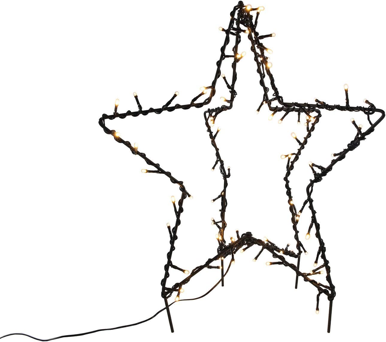 3D Outdoor Weihnachtsstern mit 90 LEDs - 50 cm - Gartenstecker Weihnachts Deko Stern Außen mit Timer