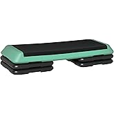 Soozier 43" Adjustable Aerobic Platform Stepper 3 Level with Risers 4” 6” 8” Cardio Fitness Trainer Workout Step Home Gym Exe