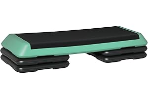 Soozier 43" Adjustable Aerobic Platform Stepper 3 Level with Risers 4” 6” 8” Cardio Fitness Trainer Workout Step Home Gym Exe