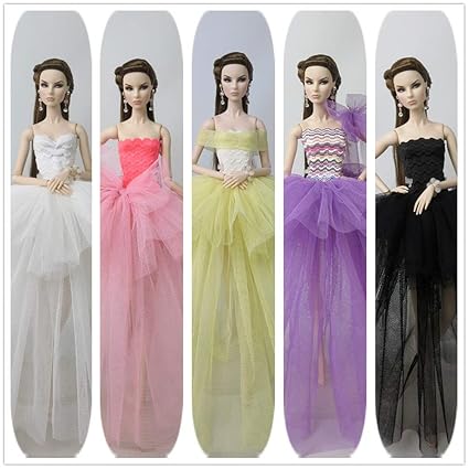 DSstyles 5pcs/Set Mini Dress Delicate Gauze Party Dress Set for 30cm Toy Combination B