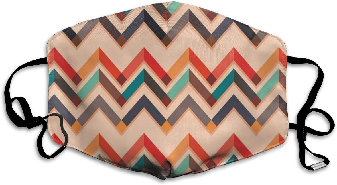 Chevron Pattern Vector Colorful Dust Masks Reusable Cotton Breathable Safety Respirator for Outdoor Cycling Face Earloop Masks Dust Pollen Flu Germs Allergens Masks