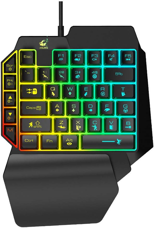 Elevin(TM) 😘😘 T15 Wired Gaming Keypad with LED Backlight 39 Keys One-Handed Membrane Keyboard