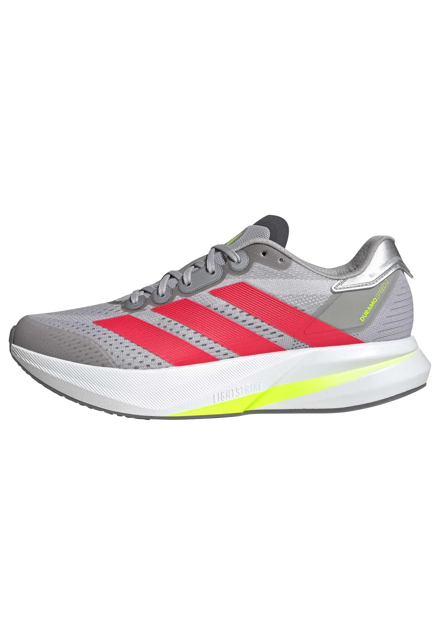 adidas Mens Duramo Speed 2 Running, Grey/Lucid Red/Lucid Lemon, 13