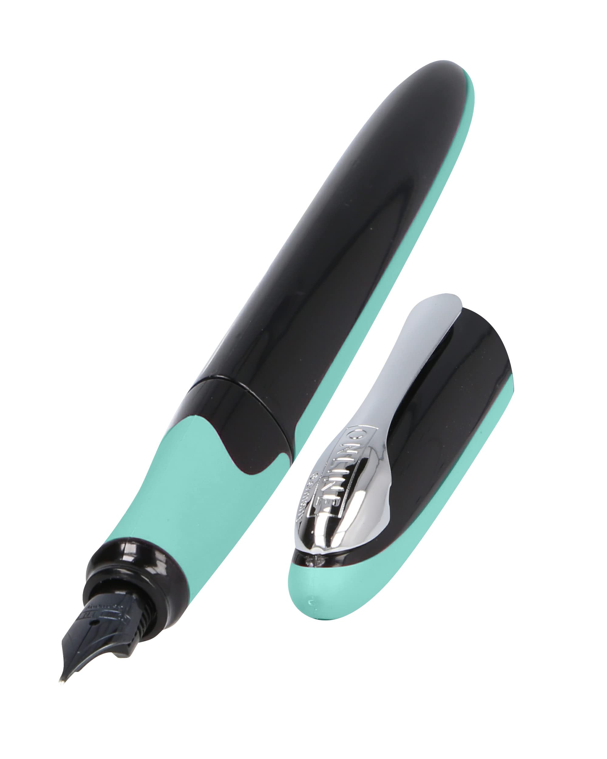Online fountain pen Air Mint, ergonomic ink pen for school/college, soft triangle shape, iridium nib medium, standard ink cartridges, refillable, ideal for beginners, pupils & students, 20058/3D
