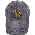 Vintage Washed Hat Airedale Terrier B Embroidery Cotton Dad Hats for Men & Women Buckle Closure Grey Design Only