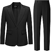 Women's 2 Piece Pant Suit Dressy Business Casual Outfits Notched Collar Blazer Professional Pantsuits Set for Work Office