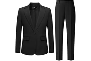 FOORUYA Women's 2 Piece Pant Suit Business Casual Outfits Notched Collar Blazer Pants Sets