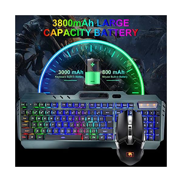 Wireless-Gaming-Keyboard-and-Mouse-Set-24G-Rechargeable-3800mAh-Large-Capacity-Rainbow-LED-Backlit-Mechanical-Feel-Gaming-Keyboard-with-Smart-Sleep2400DPI-7-Colors-Breathing-Backlit-Mouse-Black Wireless Gaming Keyboard and Mouse Set, 2.4G Rechargeable 3800mAh Large Capacity, Rainbow LED Backlit Mechanical Feel…