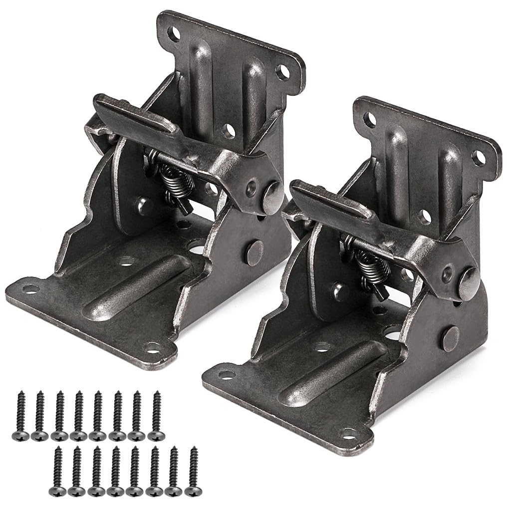 Skelang Folding Brackets 0-90 Degree, Self Lock Foldable Leg Hinges, Table Extension Brackets with Screws, Pack of 2