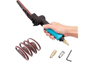 Minimprover Pneumatic Tool Air Belt Sander,1/4" Air Inlet,Air Belt Sander (3/8" x 13") with 12pc Belts (#40，#60，80#，120#),3/8" Air Belt Grinder For Aluminium, Iron, Steel And Etc. Metal Polishing