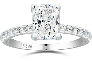 2ct Radiant Moissanite Engagement Ring for Women - S925 Sterling Silver Stackable Promise Rings, D Color VVS1 Wedding Jewelry