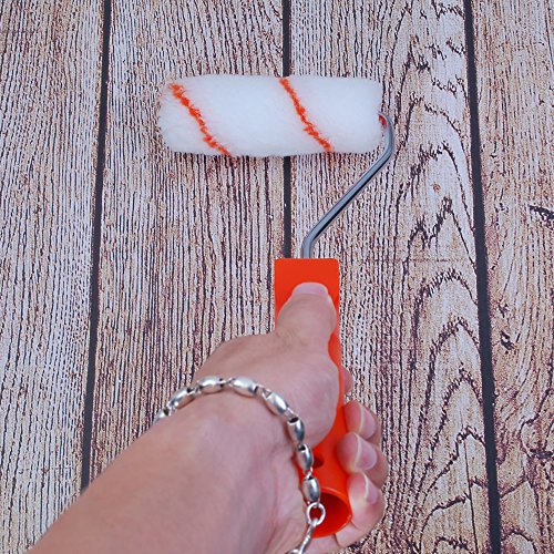 Foam Paint Roller, Roller Frame with Covers, 4 inch Mini Paint Roller Kit with 10-Piece Tool for Home Repair and Professional Painting by Aixpi(White-Orange)