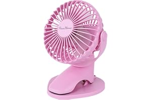 PUREHOME Portable Clip Fan Battery Operated,3 Speeds USB Rechargeable Mini Table Fan with Strong Airflow,360°Rotation Ultra Quiet Personal Desk Fan for Home Office Bedroom Dorm Stroller Camping- Pink