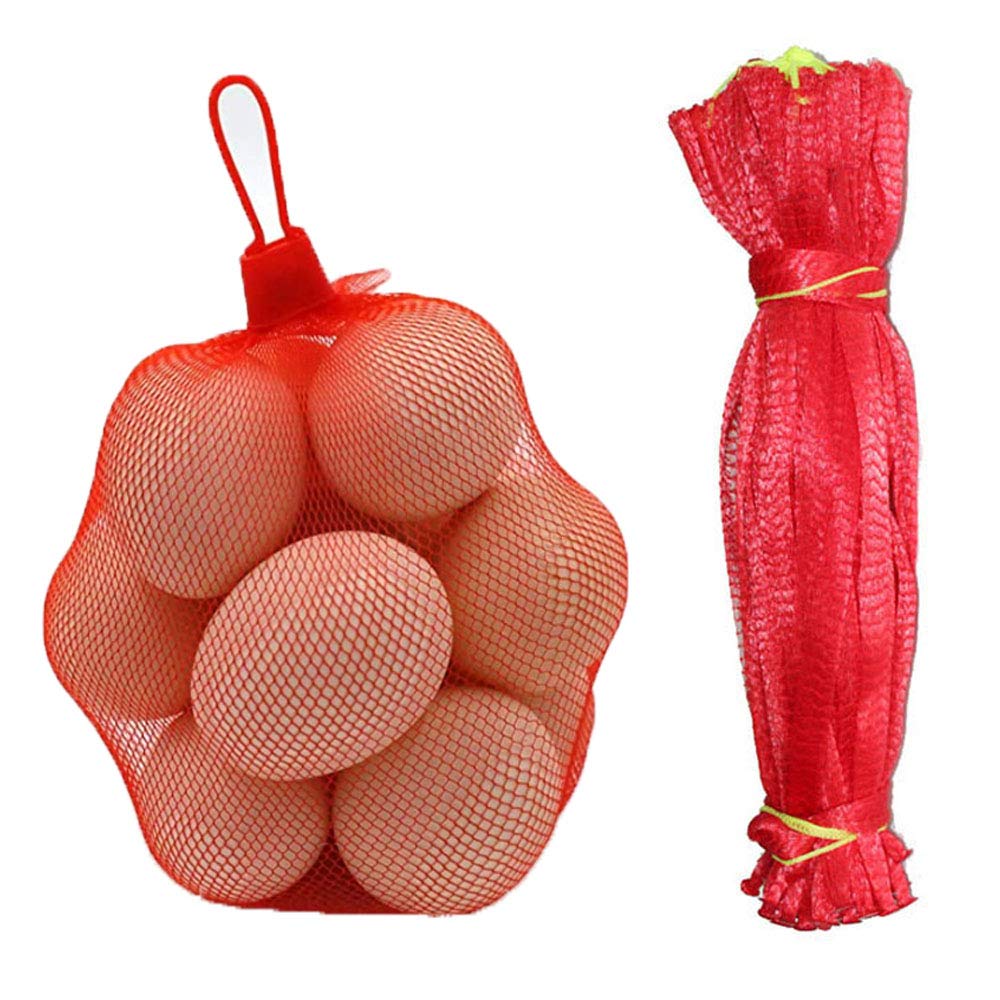 afdg Plastic Mesh Bag, 200 Pieces Reusable Mesh Fruit and Vegetable Packaging Mesh Bag for Eggs, Nuts, Grocery Stores, Fruit and Vegetable Planting Protection (Red)