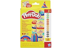 Play-Doh 12 Pack Treats & Favors, Stickers & 1 Ounce Modeling Compound Cans, Party Goodie Bag Fillers, Arts & Crafts for Kids
