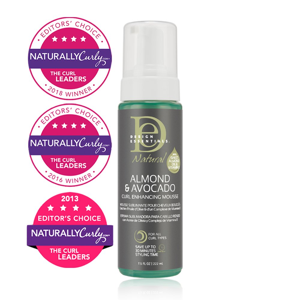 Design Essentials Natural Curl Enhancing Mousse, Quick Drying Must-Have for Perfectly Defined Luminous Curls-Almond & Avocado Collection, 7.5 Fl Oz: Beauty