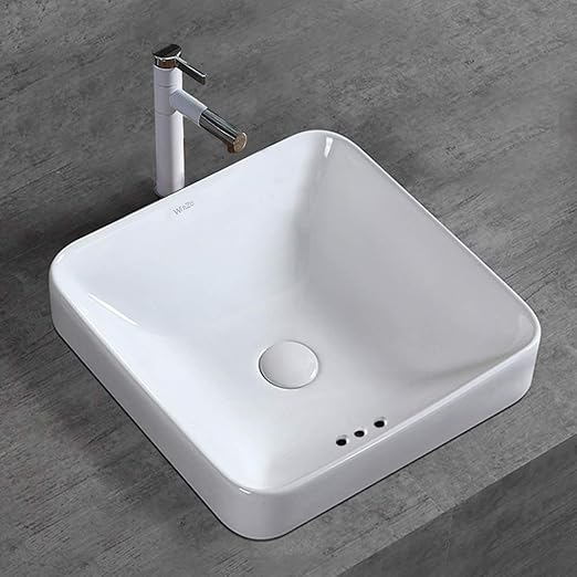 Winzo Wz6173 Bathroom Semi Recessed Vessel Sink Square Modern