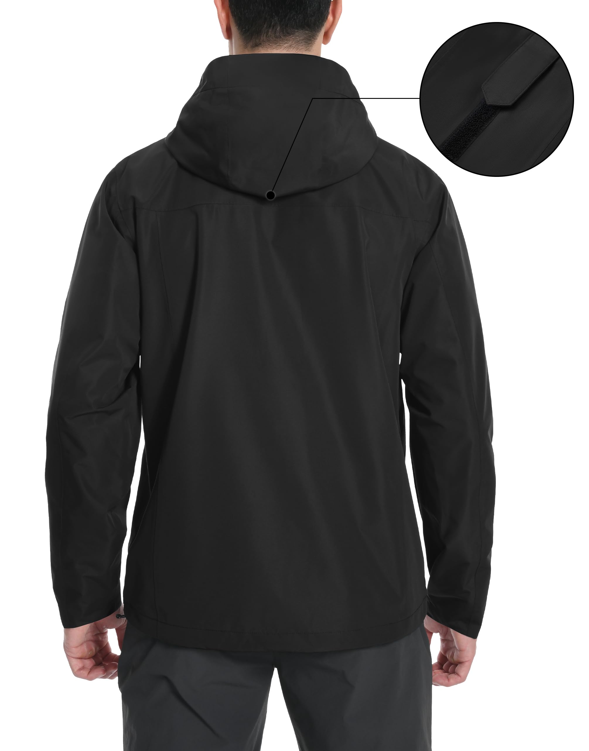 Pioneer Camp Herren Regenjacke Wasserdicht Atmungsaktiv Outdoor Jacke Mit Kapuze 4 Taschen Schwarz L 6