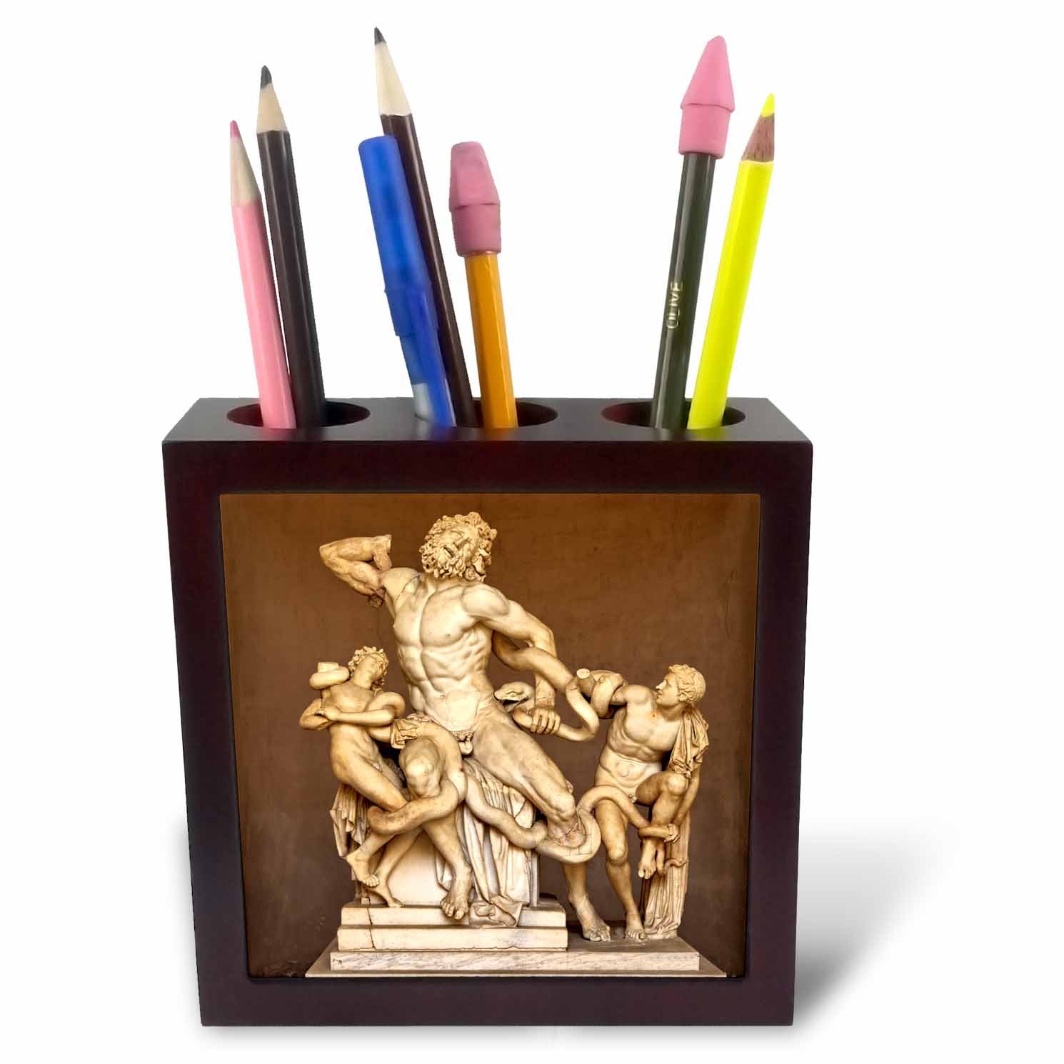 3dRose ph_236298_1 5-Inch "Laocoon and His Sons Sculpture" Tile Pen Holder