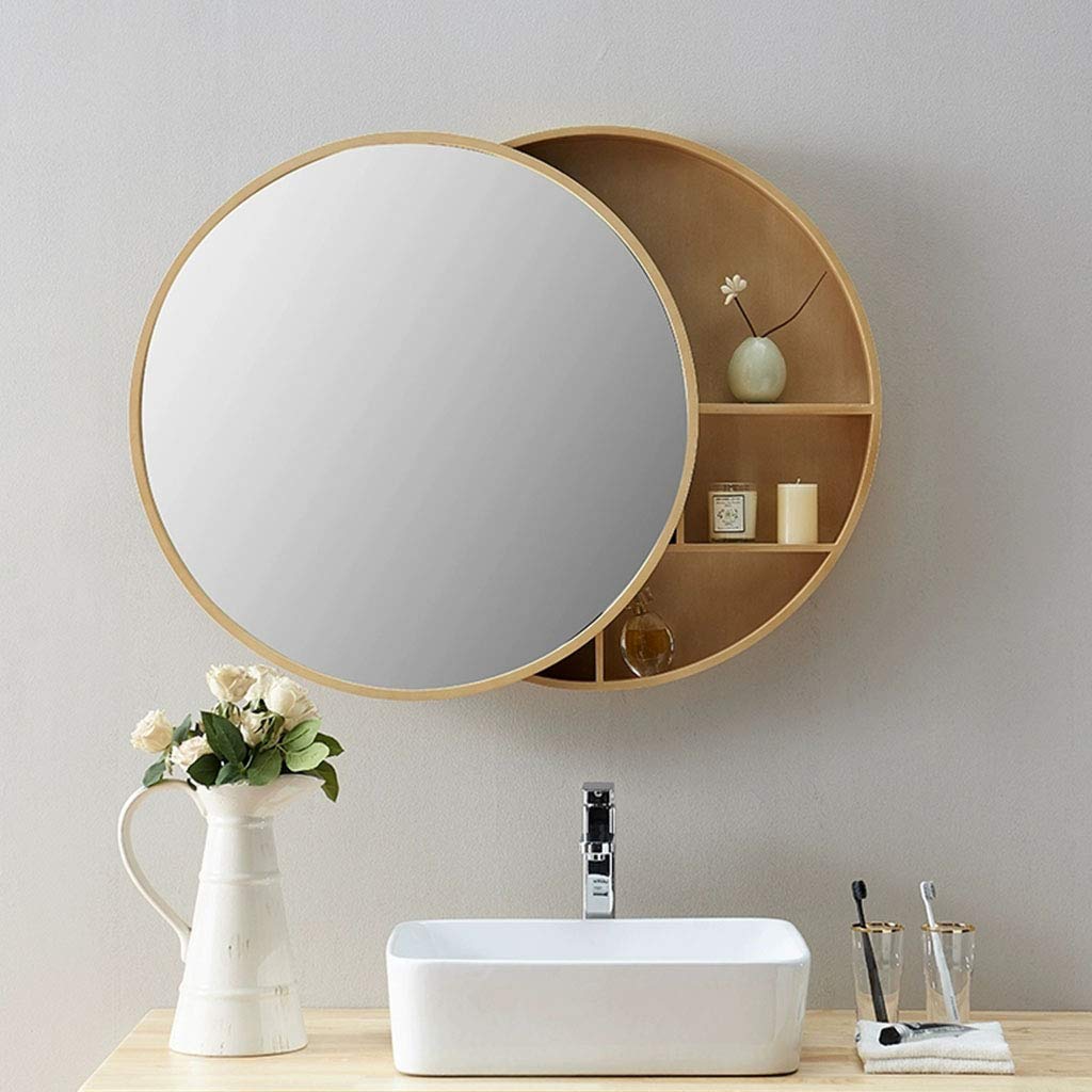 Zxcv Bathroom Cabinet Mirror Wall Mounted Modern Storage Cupboard Round Mirror Bathroom Mirror Cabinet Sliding Locker Walnut Wood Wall Mounted Buy Online In Indonesia At Desertcart Id Productid 206544183