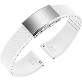 ULLCHRO FKM Rubber Watch Strap, Cut to Size Quick Release Fluororubber Watch Band Soft Replacement Watchband with Silver Milled Clasp for Men Women 18mm 19mm 20mm 21mm 22mm
