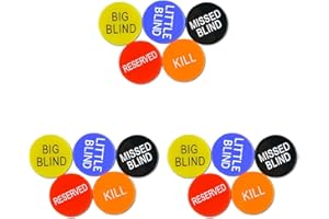 CLISPEED Poker Chips Set: 15pcs Texas Holdem Poker Dealer Buttons Missed Blind Kill Reserved Button Set Poker Chip for Gambling Card Games