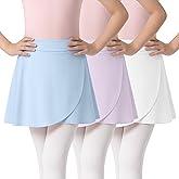 LessonZoo 3 Pack Girl's Ballet Skirts Toddler Wrap Dance Ballerina Dress Cross Over Pull on Elastic Waist Yoga 2-12 Years