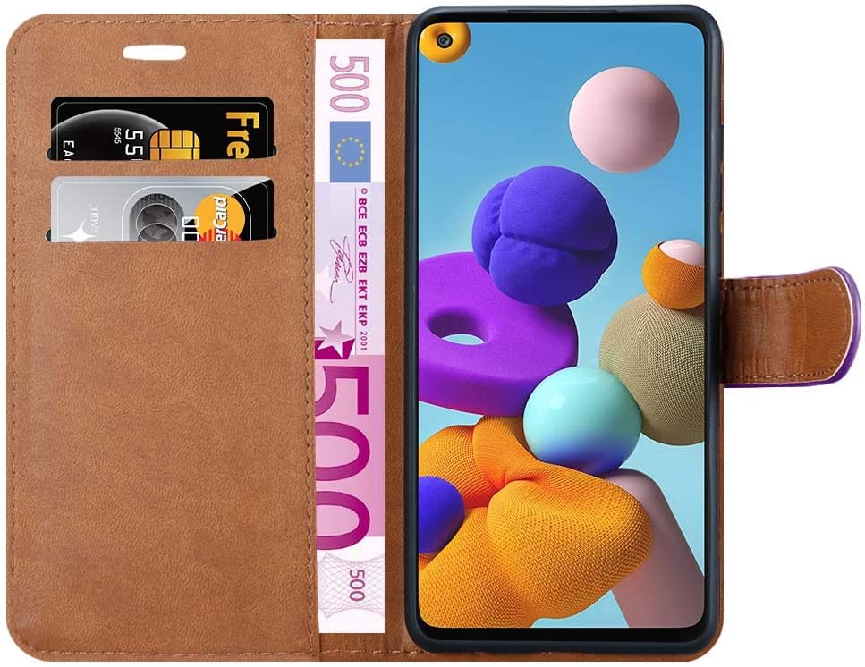 iCatchy For Samsung Galaxy A21s Case Leather Wallet Book Flip Folio Stand View Cover compatible with Samsung Galaxy A21s (6.5") Phone Case (Purple) - Image 5