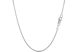 Jewelry Affairs 18k White Solid Gold Mirror Box Chain Necklace, 0.8mm