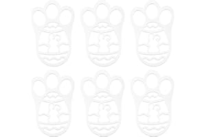6pcs Easter Bunny Footprint Stencils, Reusable Easter Egg Bunny Foot Stencil Rabbit Paw Template Party Decoration Supplies fo