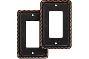 Henne Bery Rope Edge Decorative Wall Plate Switch Plate Outlet Cover (Single Decorator, 2 Pack, Aged Bronze)