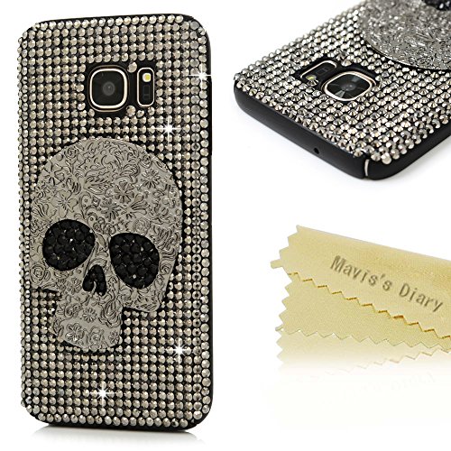 S7 Case,Samsung Galaxy S7 Case - Mavis's Diary Luxury 3D Handmade Bling Crystal Shiny Sparkle Glitter Diamonds Rhinestone Design Hard Black PC Cover with Protective Bumper